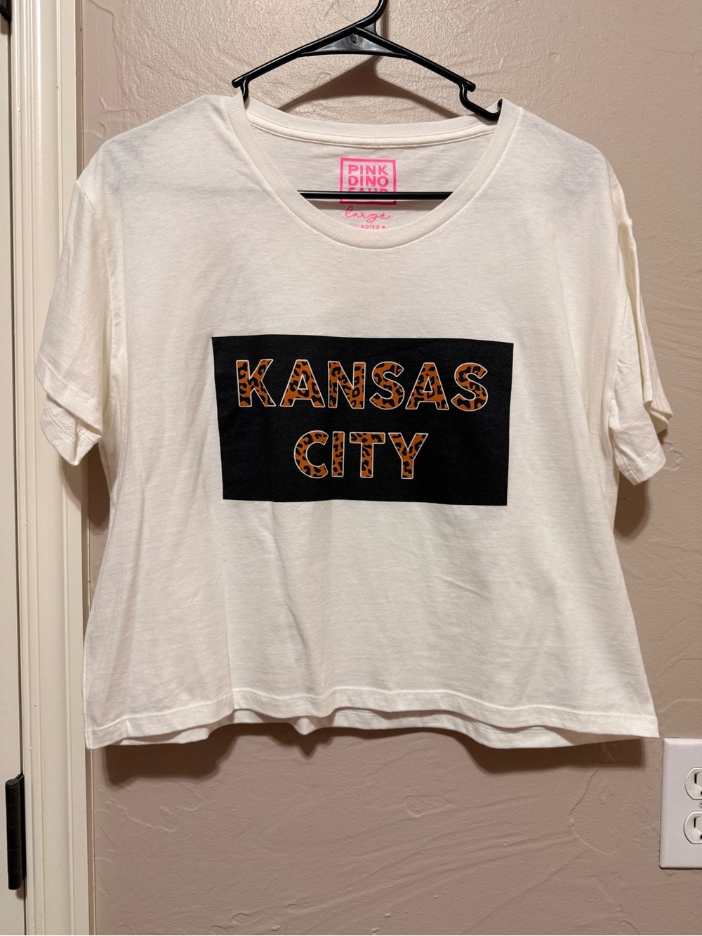 White 'Kansas City' Crop Top with Leopard Print